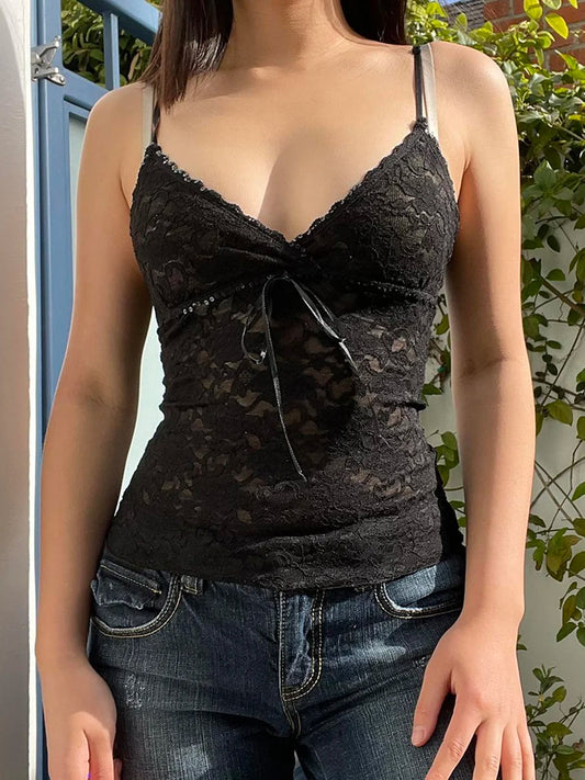 Schwarzes Gothic-Crop-Top aus Spitze
