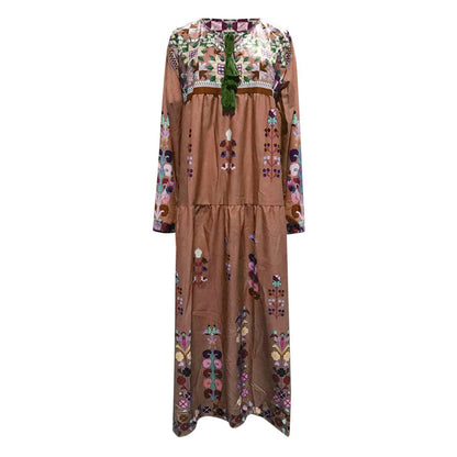 Bohemian Flower Elegant Long Floral V Neck Boho Dress