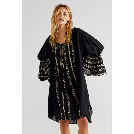 Irregular Backless Embroidery Beach Boho Dress