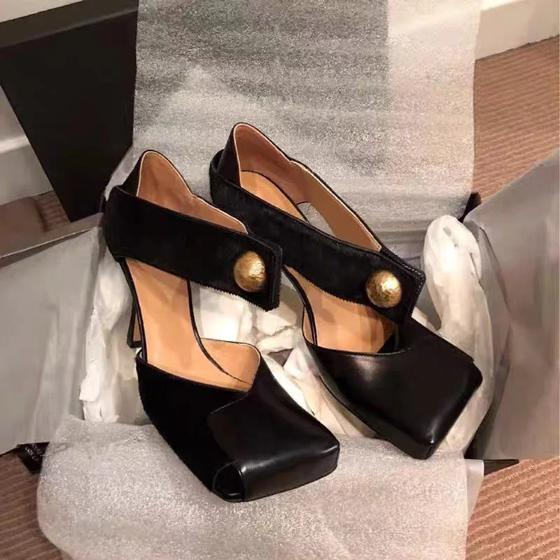 Luxury Party Dress High Heels with Square Head - Gladiator Women Shoes