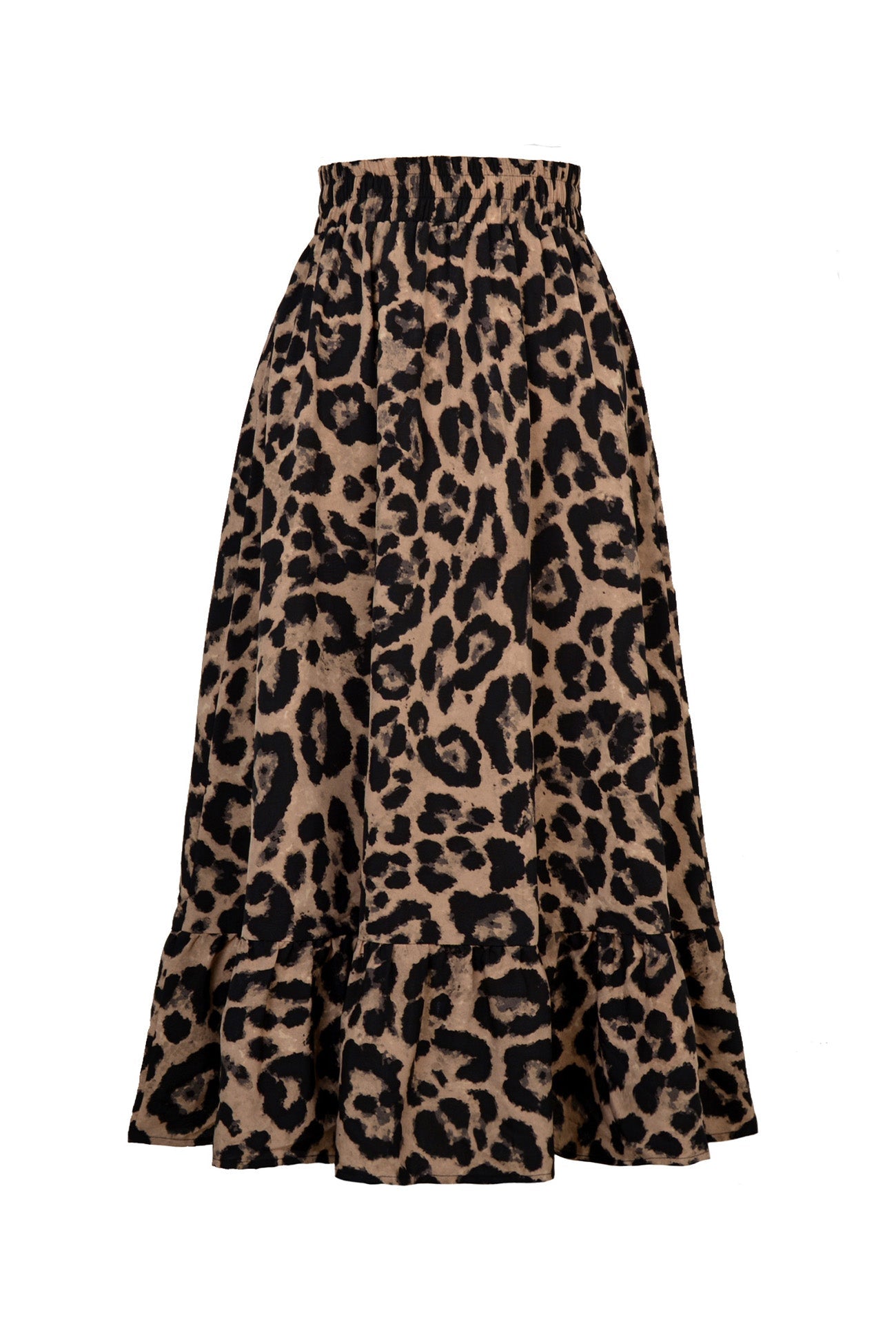 Leopard Print Pleated High Waist Skirt