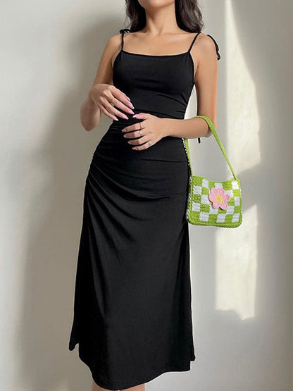 Backless Split One Trendy Shoulder Ribbed Maxi Dress