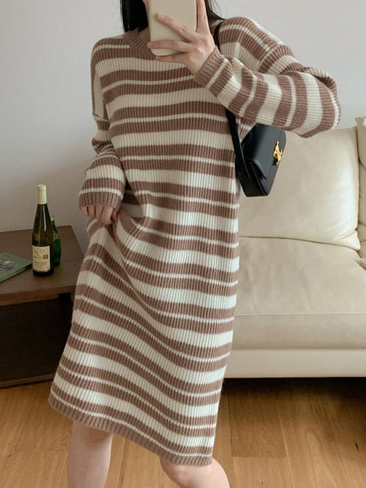 Knitted Stripe Long Trendy Sleeve Bolero Top