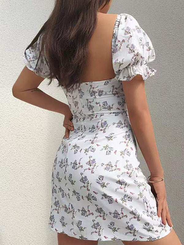 Backless Printed Graceful Slip Mini Dress