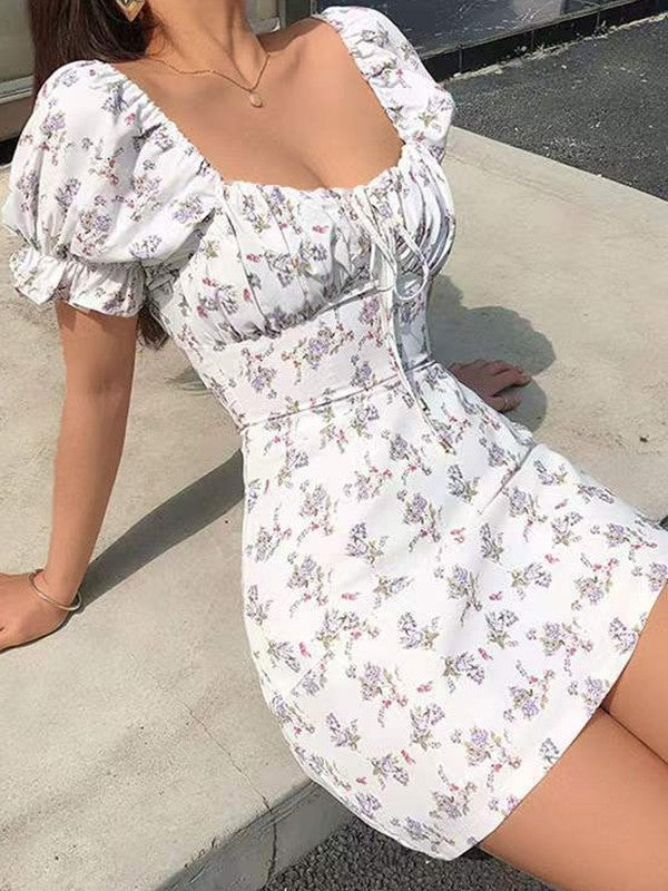 Backless Printed Graceful Slip Mini Dress