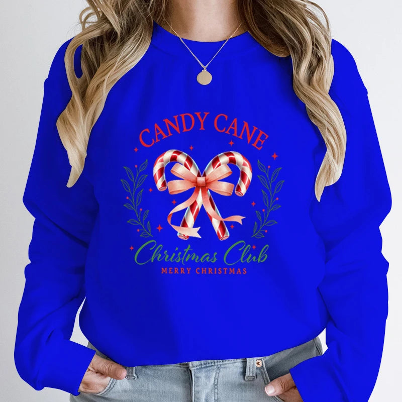 Merry Candy Cane Christmas Club Round Neck Christmas Hoodie