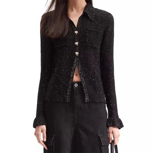 Glitter Blended Slim Fit Knit Cardigan