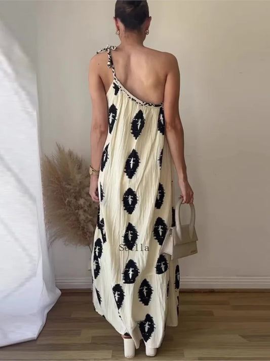 Flower Print Collar Party Vestidos Maxi Dress