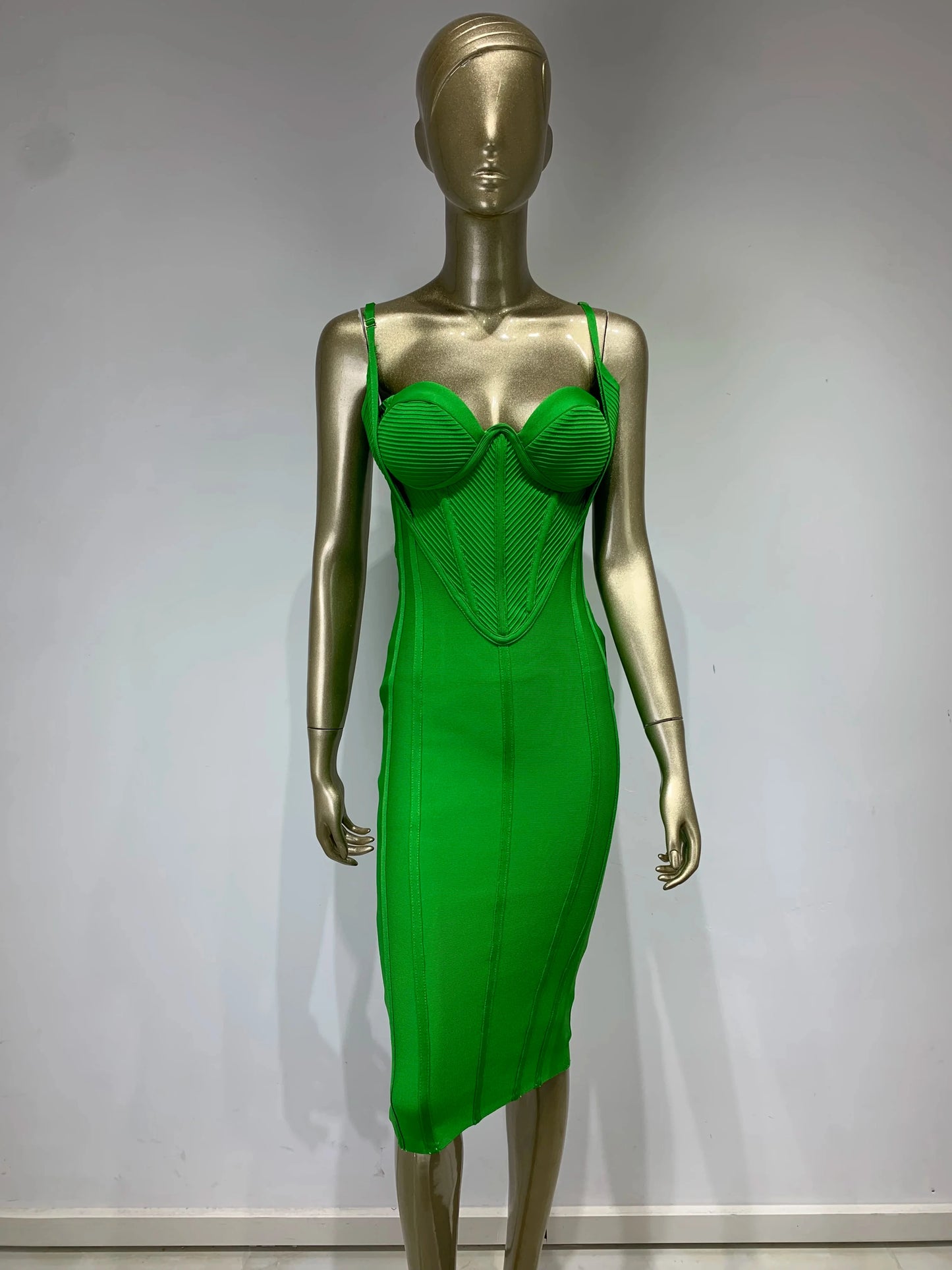 Summer Sexy Sleeveless Backless Green Midi Bodycon Bandage Elegant Christmas Party Dress