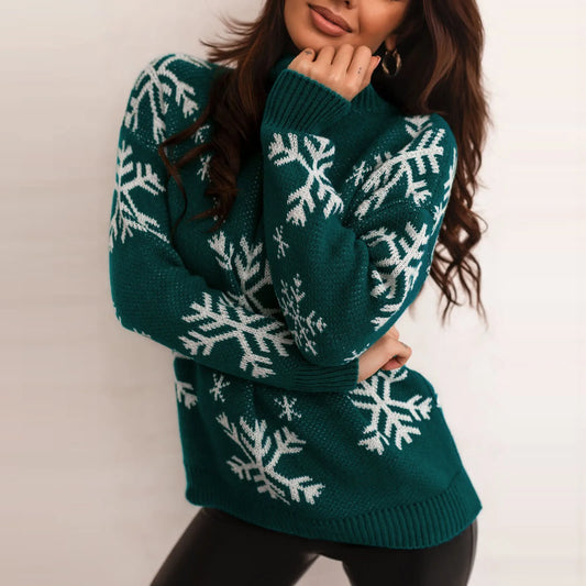 Snowflake Print Oversized Loose Warm Thicken Jumper Christmas Sweater