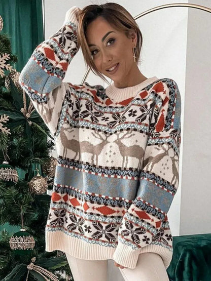 Casual Long Sleeve Knitted Pullover Basic Jersey Fashion Christmas Sweater