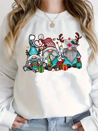 Christmas Dwarf Casual Long Sleeve Crew Neck Fall Winter Christmas Hoodie