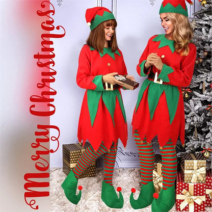 Long Sleeve Dress Belt Hat Shoes Role-Playing Christmas Costume