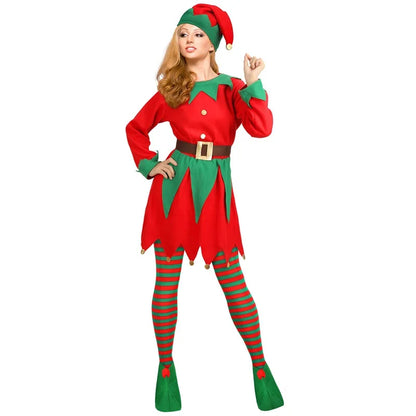 Long Sleeve Dress Belt Hat Shoes Role-Playing Christmas Costume