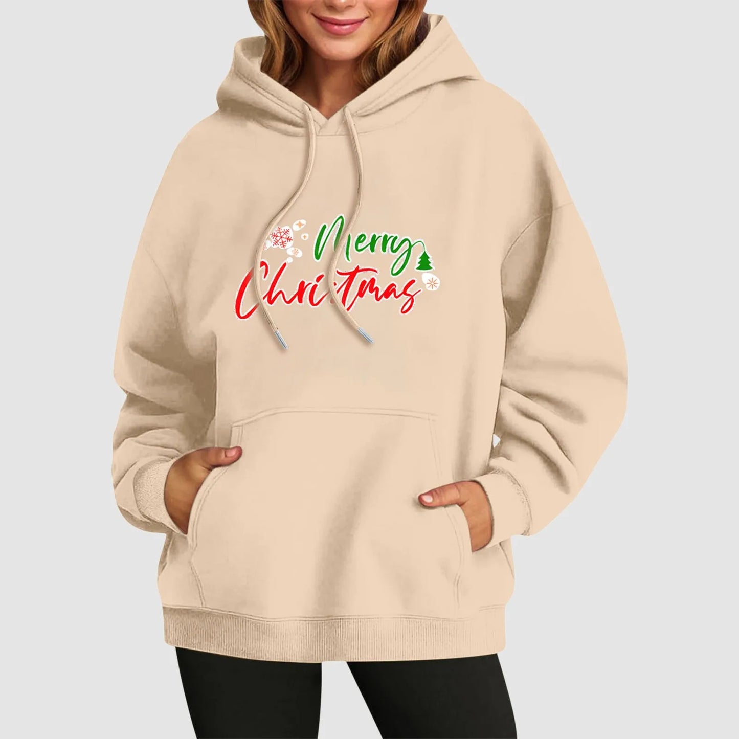 Fall Winter Funny Cute Kangaroo Pocket Long Sleeve Girl's Christmas Hoodie