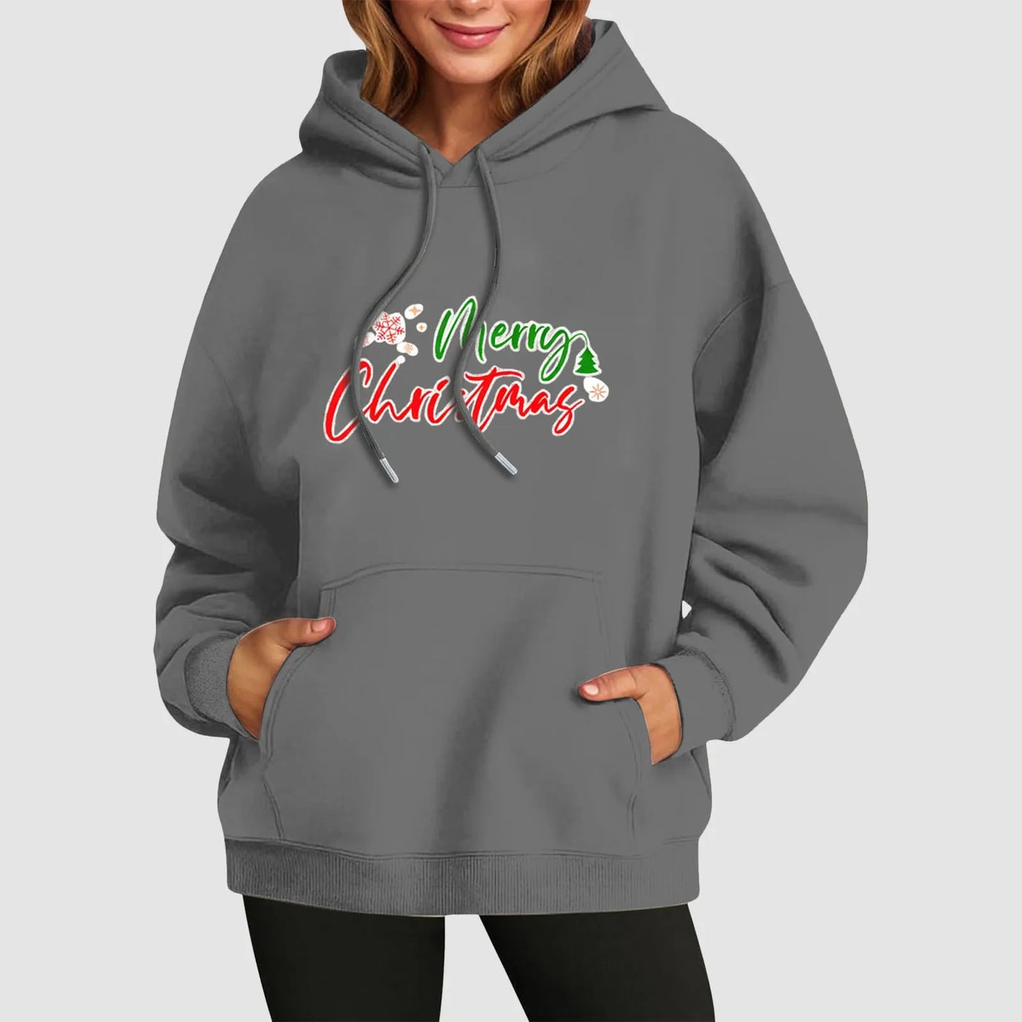 Fall Winter Funny Cute Kangaroo Pocket Long Sleeve Girl's Christmas Hoodie