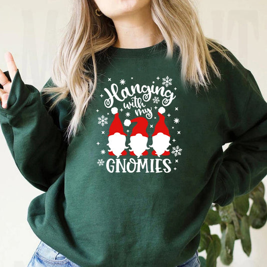 Christmas Gnomes Hanging Gnomies Funny Santa Graphic Christmas Hoodie