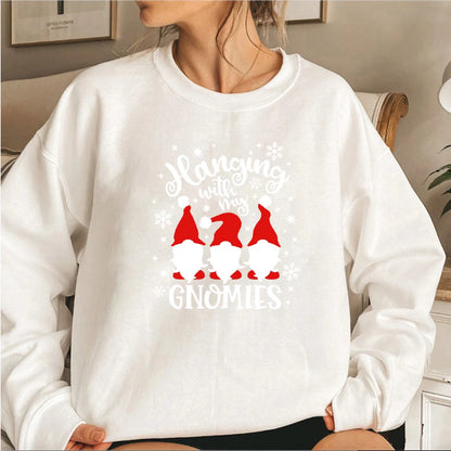 Christmas Gnomes Hanging Gnomies Funny Santa Graphic Christmas Hoodie