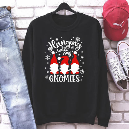 Christmas Gnomes Hanging Gnomies Funny Santa Graphic Christmas Hoodie