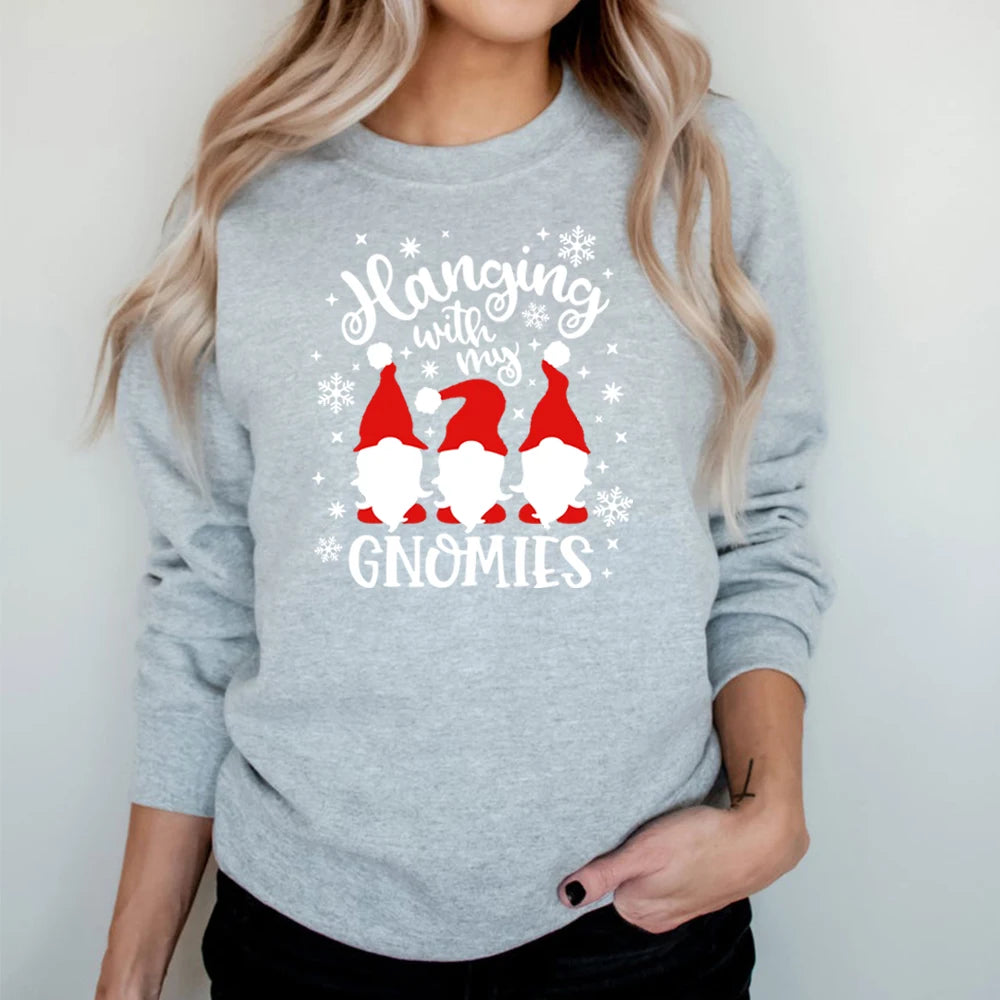 Christmas Gnomes Hanging Gnomies Funny Santa Graphic Christmas Hoodie