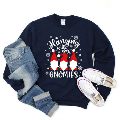 Christmas Gnomes Hanging Gnomies Funny Santa Graphic Christmas Hoodie