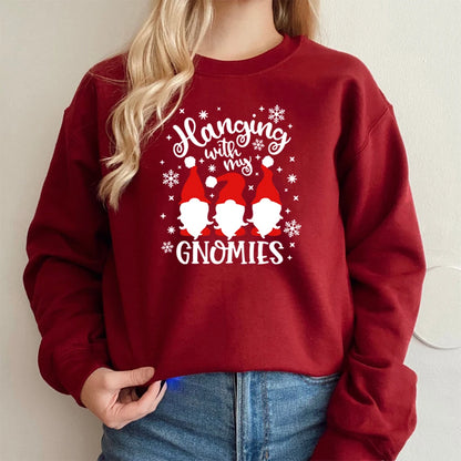 Christmas Gnomes Hanging Gnomies Funny Santa Graphic Christmas Hoodie