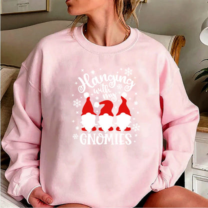 Christmas Gnomes Hanging Gnomies Funny Santa Graphic Christmas Hoodie