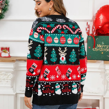 Christmas Deer Snowman Pullover Cardigan