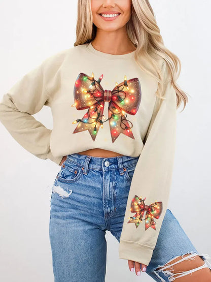 Christmas Lights Coquette Bow Classic Retro Oversized Christmas Hoodie