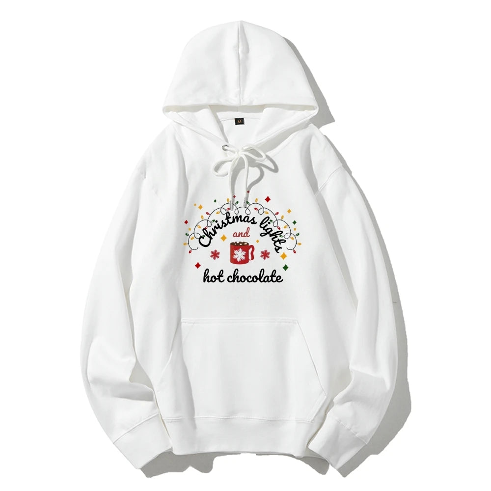 Christmas Lights Hot Chocolate Merry Bright Festive Family Christmas Hoodie