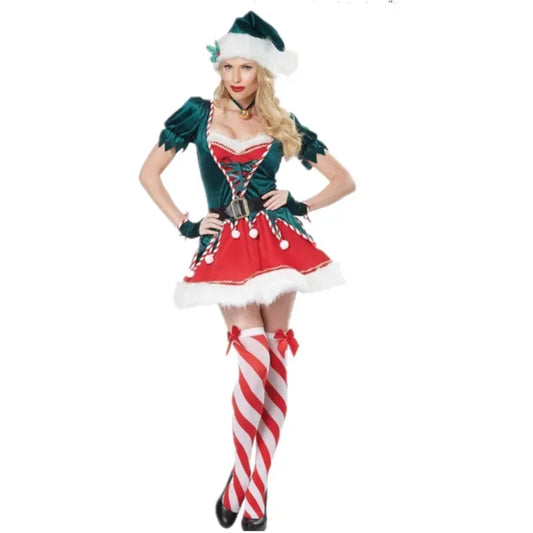 Adult Women Cosplay Sexy Christmas Santa Claus Elf Costume