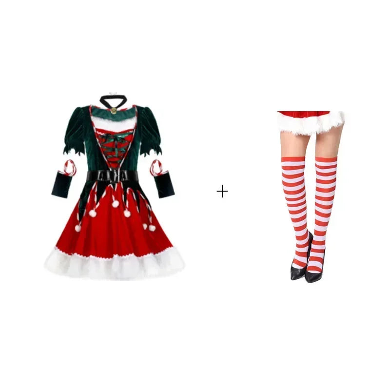 Adult Women Cosplay Sexy Christmas Santa Claus Elf Costume