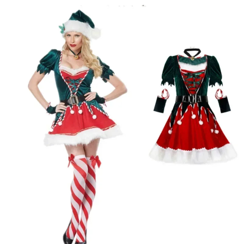 Adult Women Cosplay Sexy Christmas Santa Claus Elf Costume