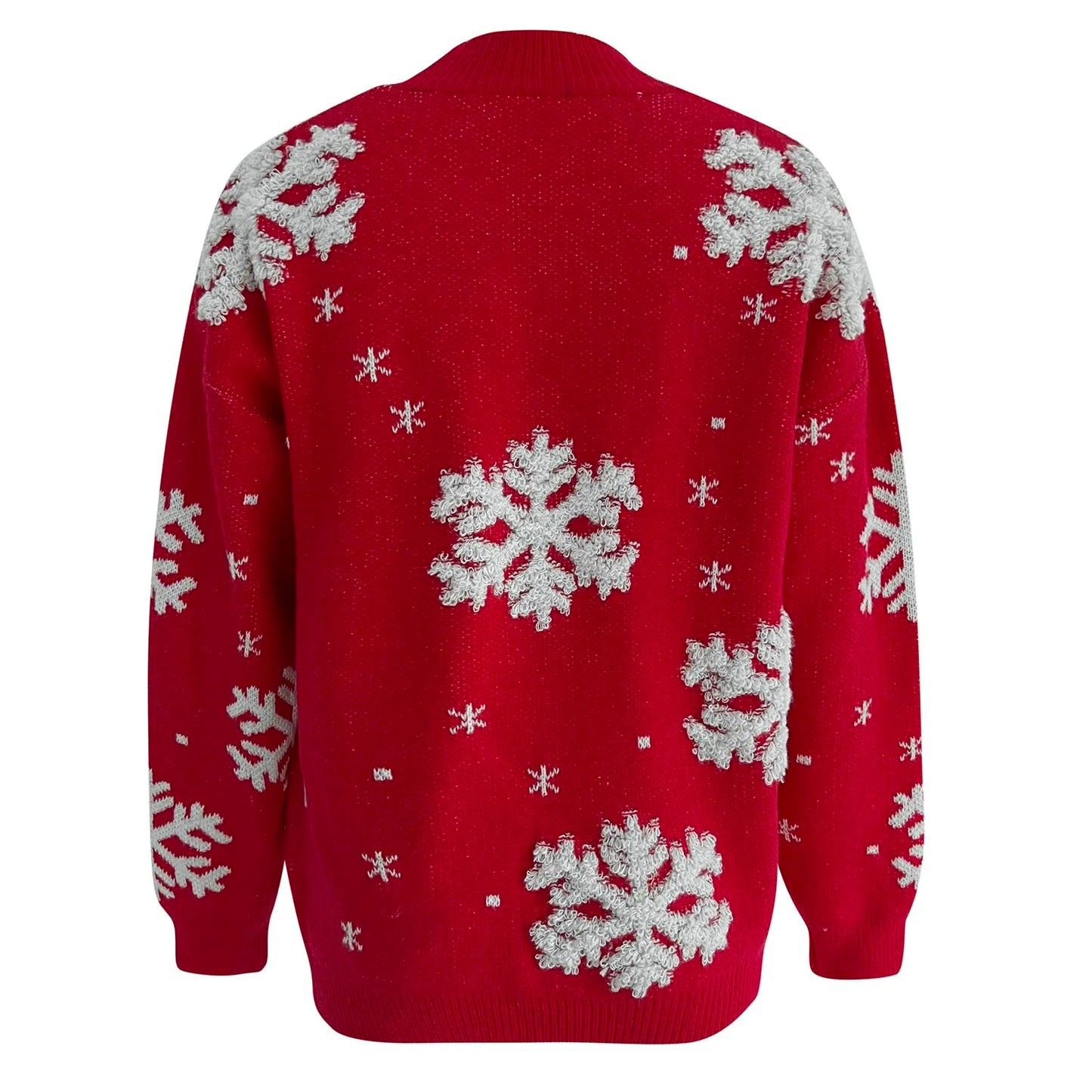 Snowflake Print Warm Thicken Casual Loose Oversized Full Sleeve Christmas Sweater