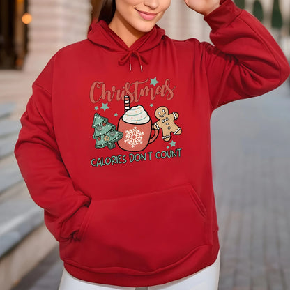 Fleece Lined Casual Drawstring Sports Christmas Tree Hoodie