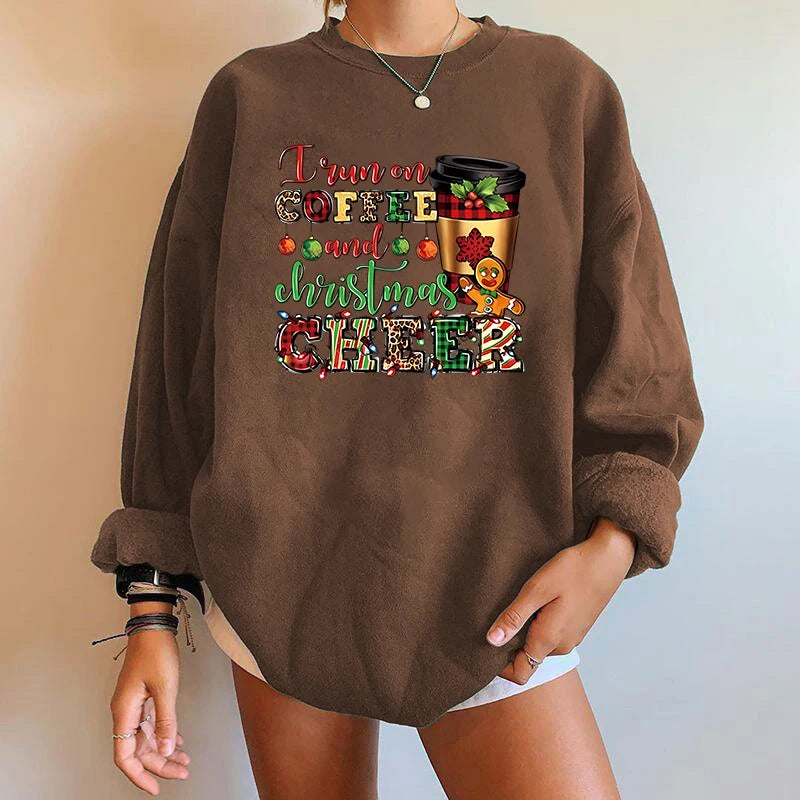 Letter Y2K Trendy Round Neck Casual Autumn Spring Christmas Hoodie