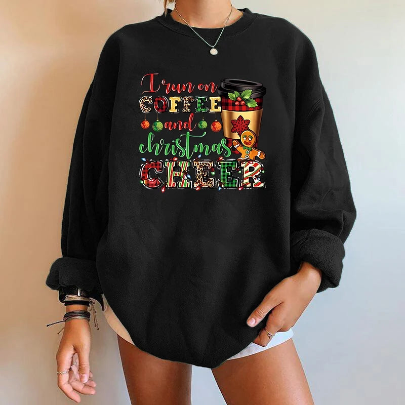 Letter Y2K Trendy Round Neck Casual Autumn Spring Christmas Hoodie