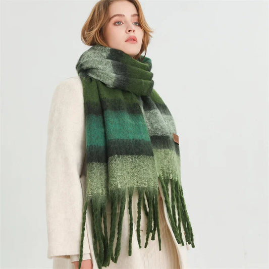 Color Blocked Stripe Cashmere Pashmina Scarf