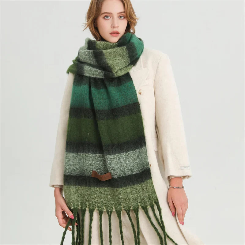 Color Blocked Stripe Cashmere Pashmina Scarf