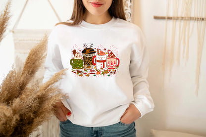 Colored Coffee Party Aesthetic Pure Cotton Jumper Graphic Christmas Hoodie