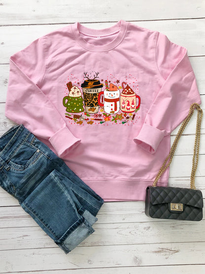 Colored Coffee Party Aesthetic Pure Cotton Jumper Graphic Christmas Hoodie