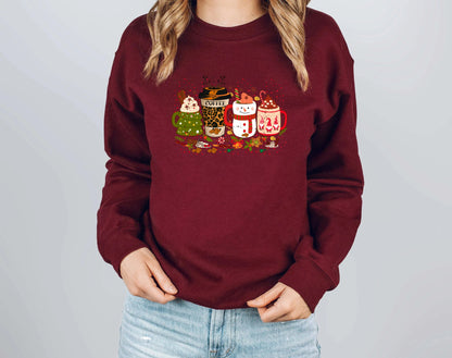 Colored Coffee Party Aesthetic Pure Cotton Jumper Graphic Christmas Hoodie