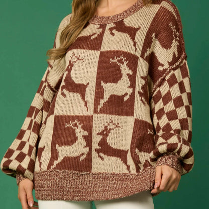 Gingerbread Aesthetic Christmas Sweater - Long Sleeve, Round Neck