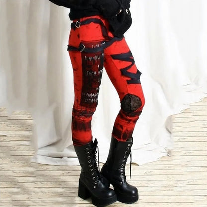 Cool Gathered High Waist Gothic Rocker Halloween Pants