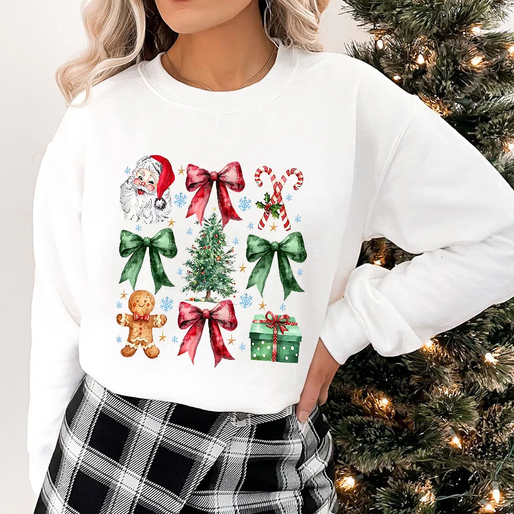 Stylish Coquette Christmas Santa Sweatshirt Holiday Christmas Hoodie