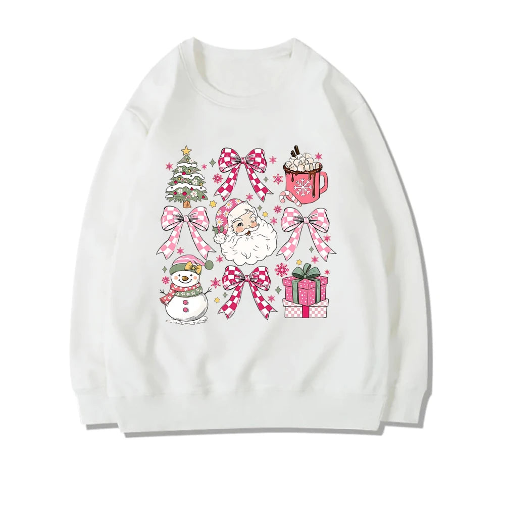 Stylish Coquette Christmas Santa Sweatshirt Holiday Christmas Hoodie