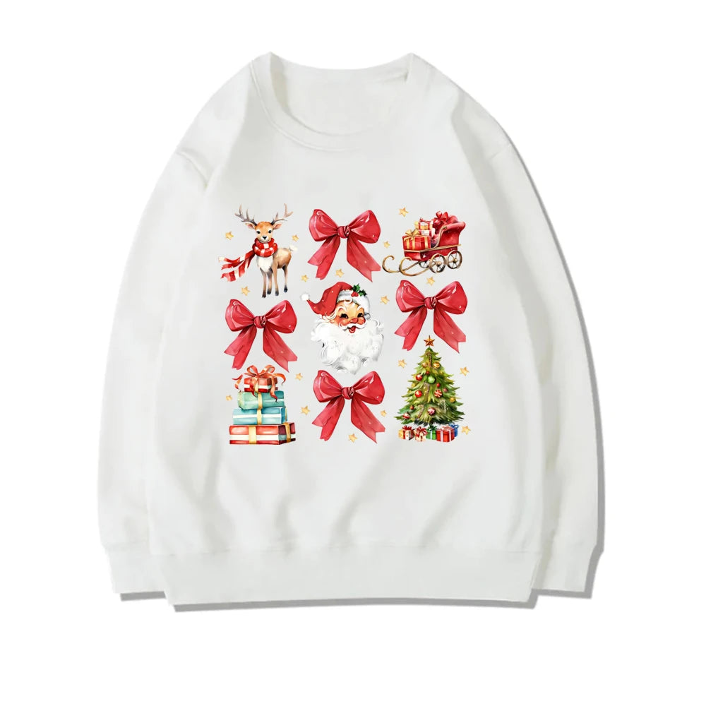 Stylish Coquette Christmas Santa Sweatshirt Holiday Christmas Hoodie