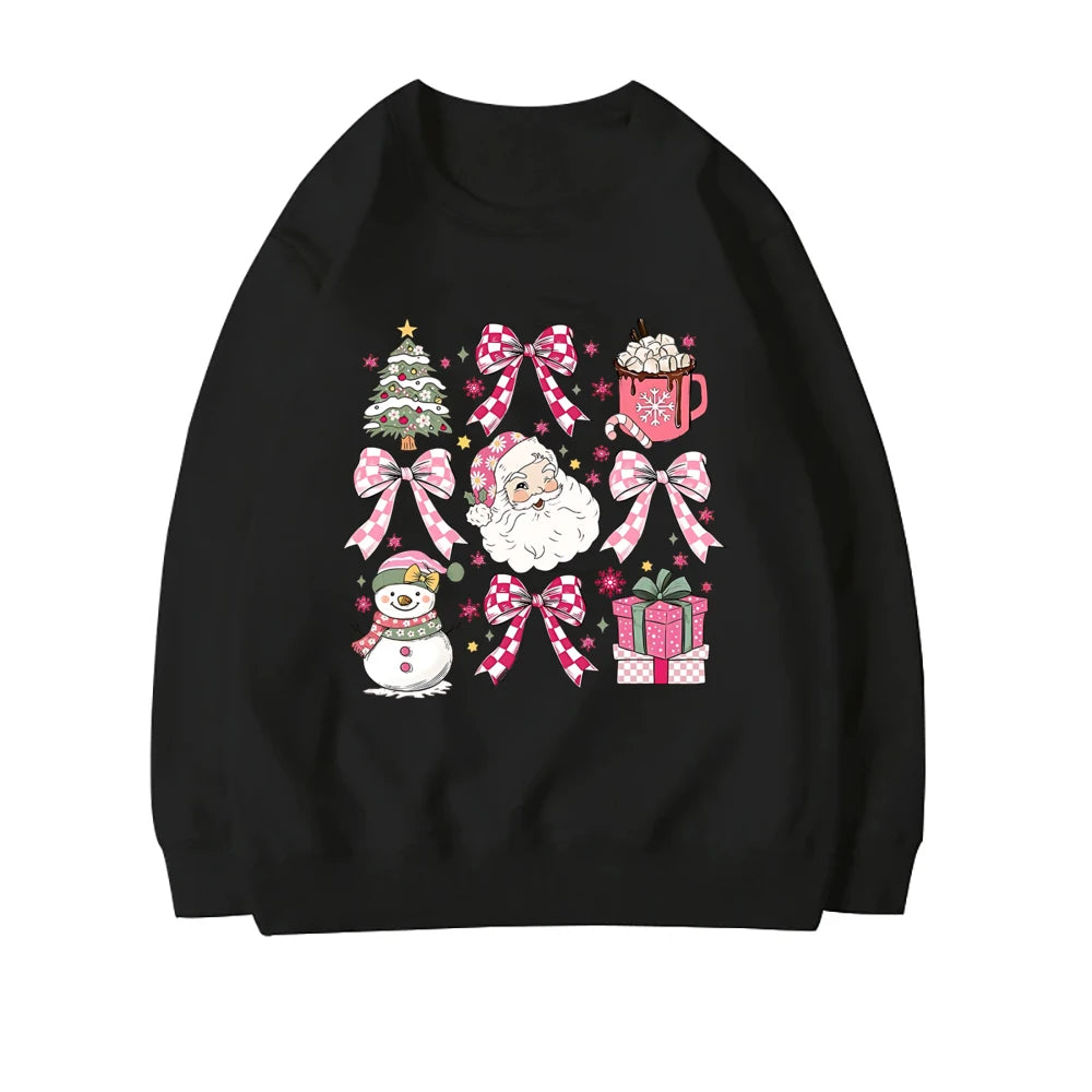 Stylish Coquette Christmas Santa Sweatshirt Holiday Christmas Hoodie