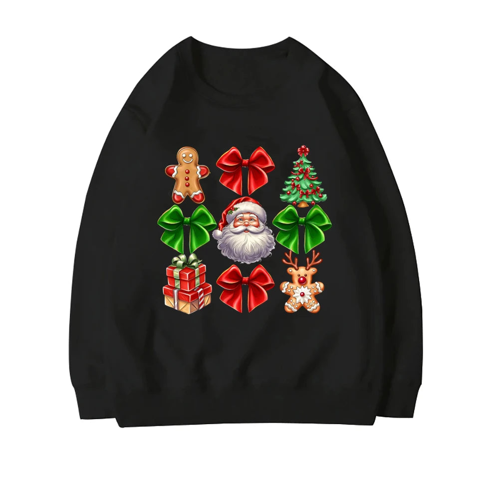 Stylish Coquette Christmas Santa Sweatshirt Holiday Christmas Hoodie