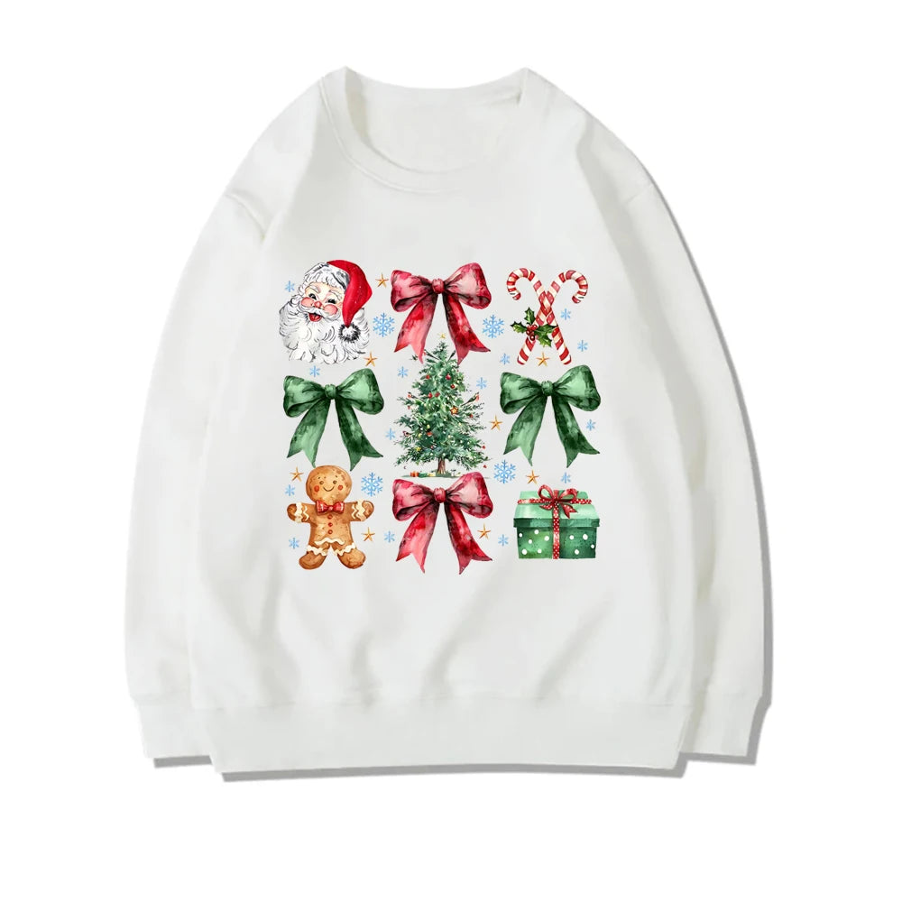 Stylish Coquette Christmas Santa Sweatshirt Holiday Christmas Hoodie